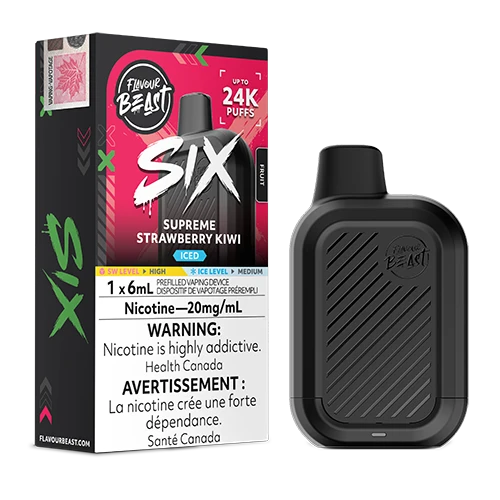Flavour Beast SIX 24k Supreme Strawberry Kiwi Iced 20mg/ml Disposable (Provincial)