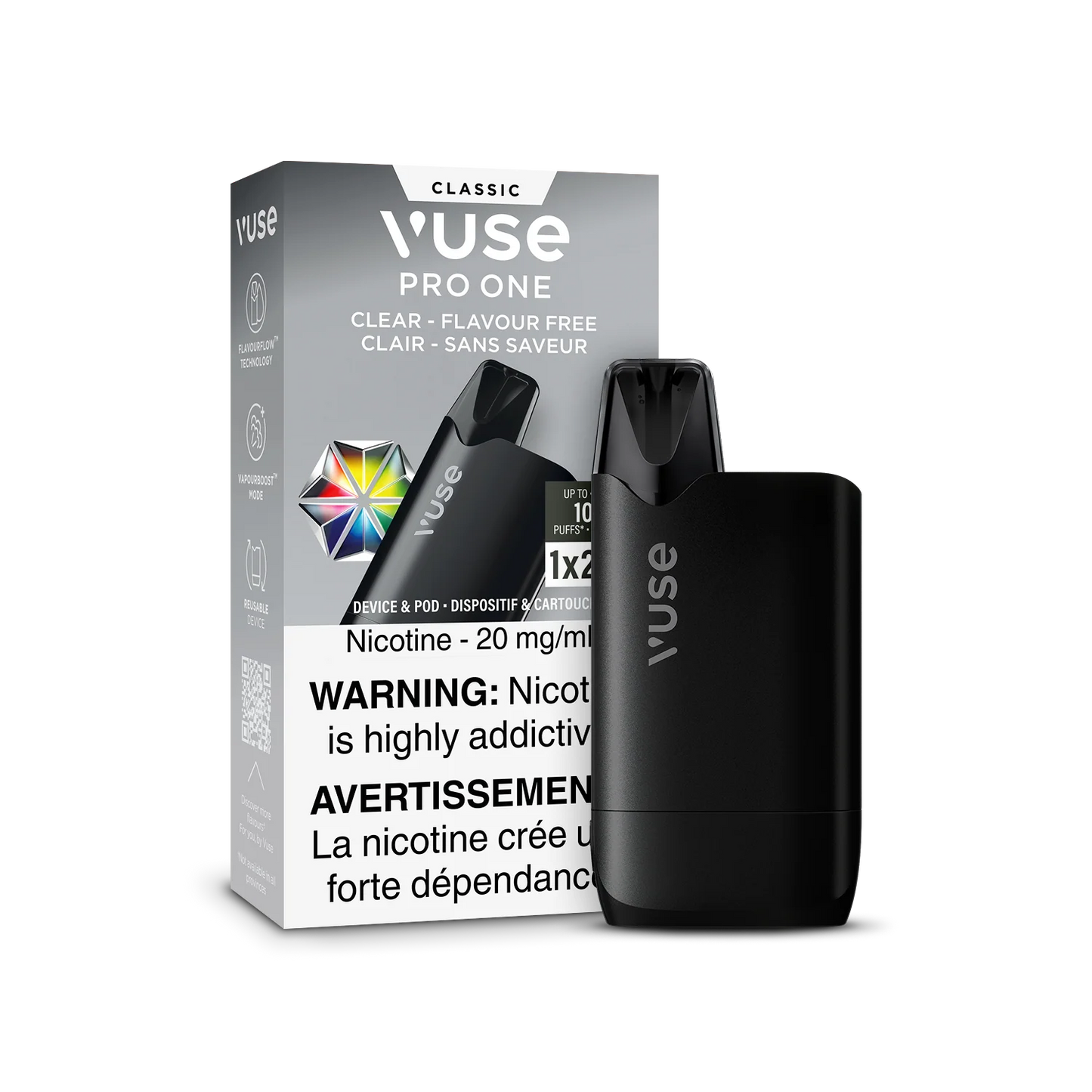 Vuse Pro One 1k ReadyToVape Kit Clear Flavour Free 20mg/mL (Provincial)
