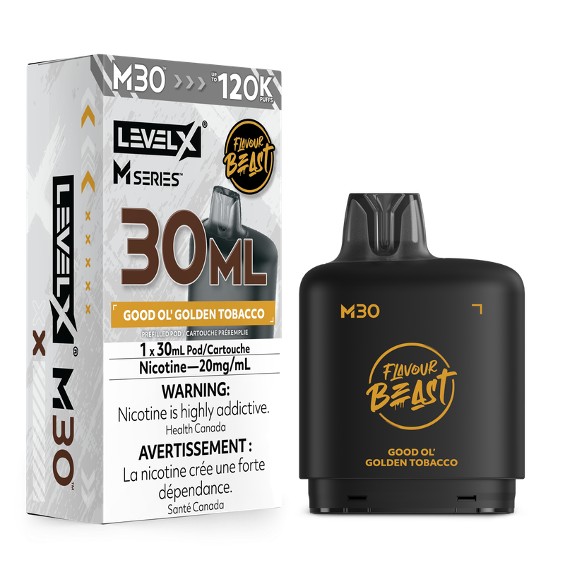 Flavour Beast Level X M series Pod Good OL’ Golden Tobacco 120k 20 mg/30ml(provincial)