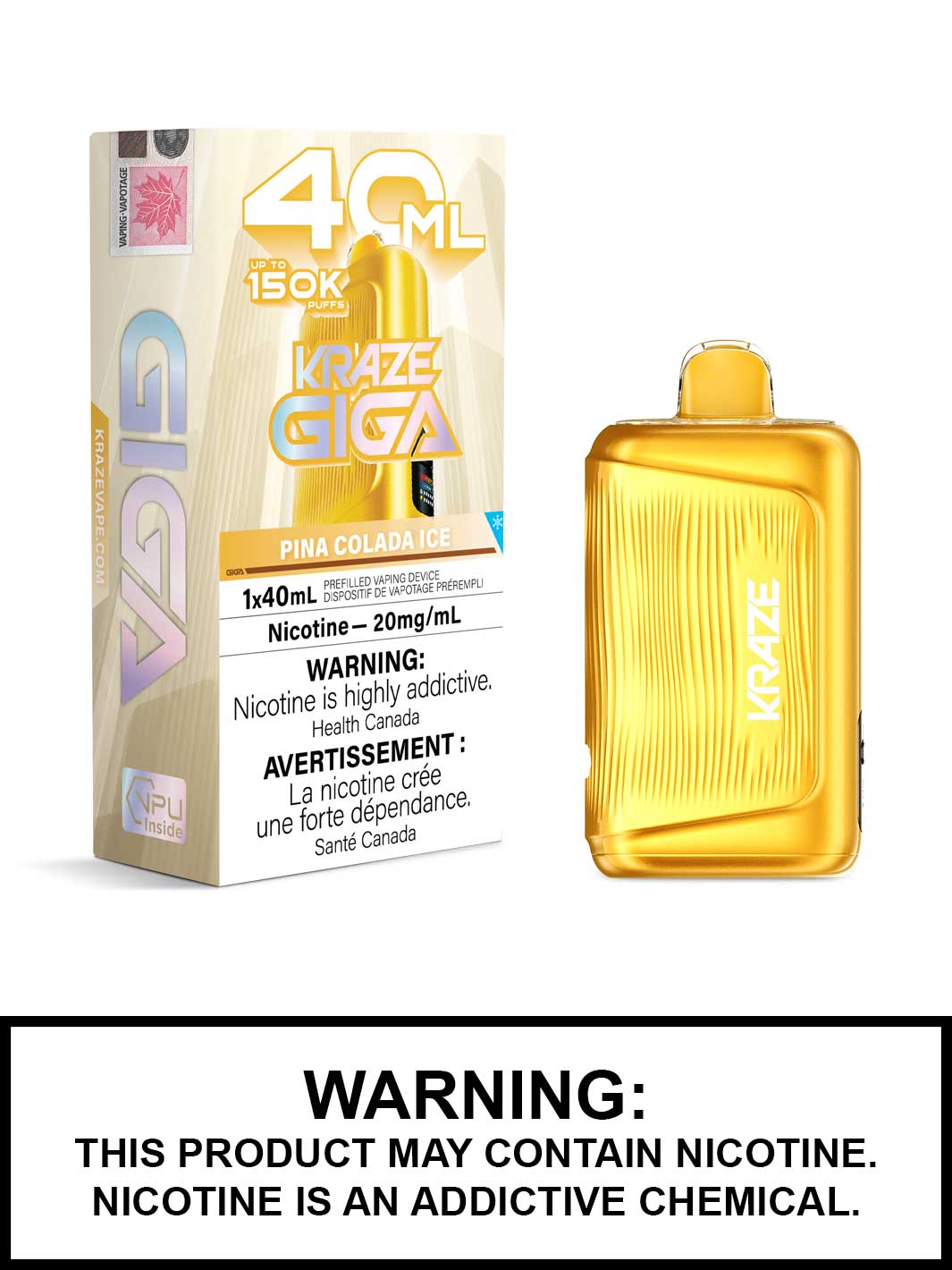 Kraze Giga Pina Colada Ice 150K Puff 20mg/40mL Disposable (Provincial)