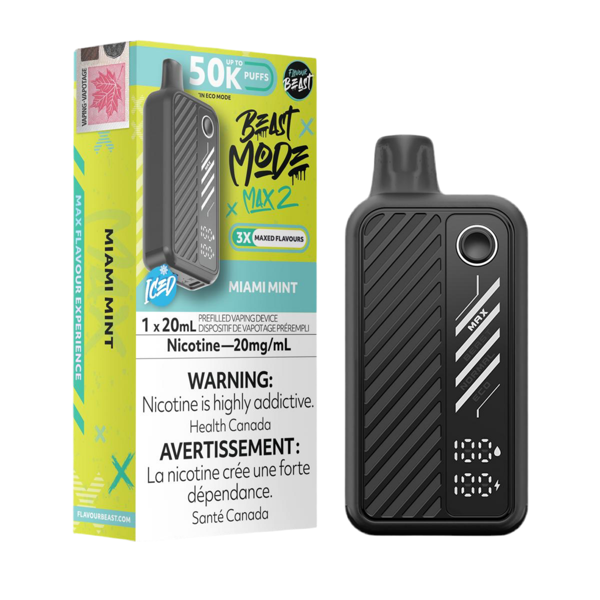 Flavour beast Mode Max2 50k Miami Mint Ice 20mg/mL Disposable (Provincial)