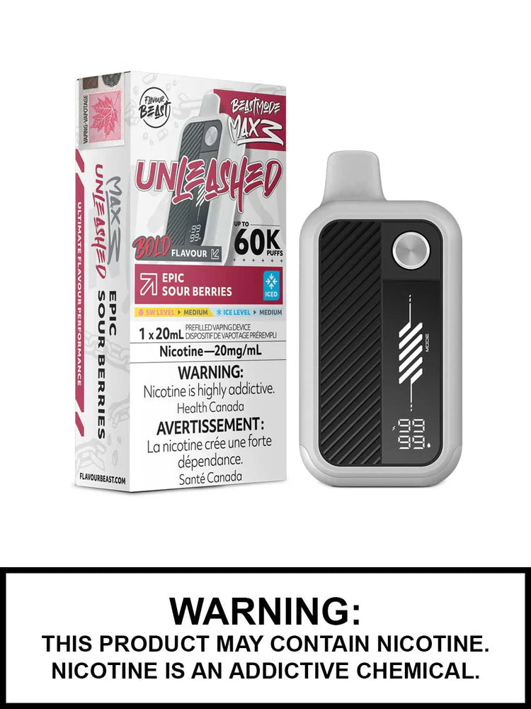 Flavour Beast Mode Max 3 60K Unleashed Epic Sour Berries Iced 20mg/mL Disposable (Provincial)