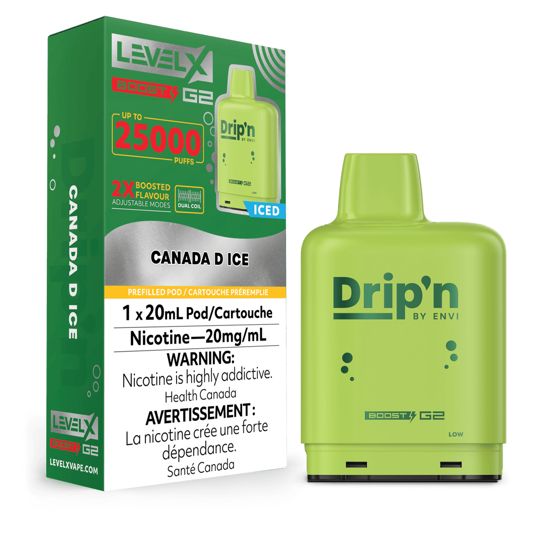 Drip’n LevelX Boost G2 Pod Canada D Ice 20mg/mL (Provincial)