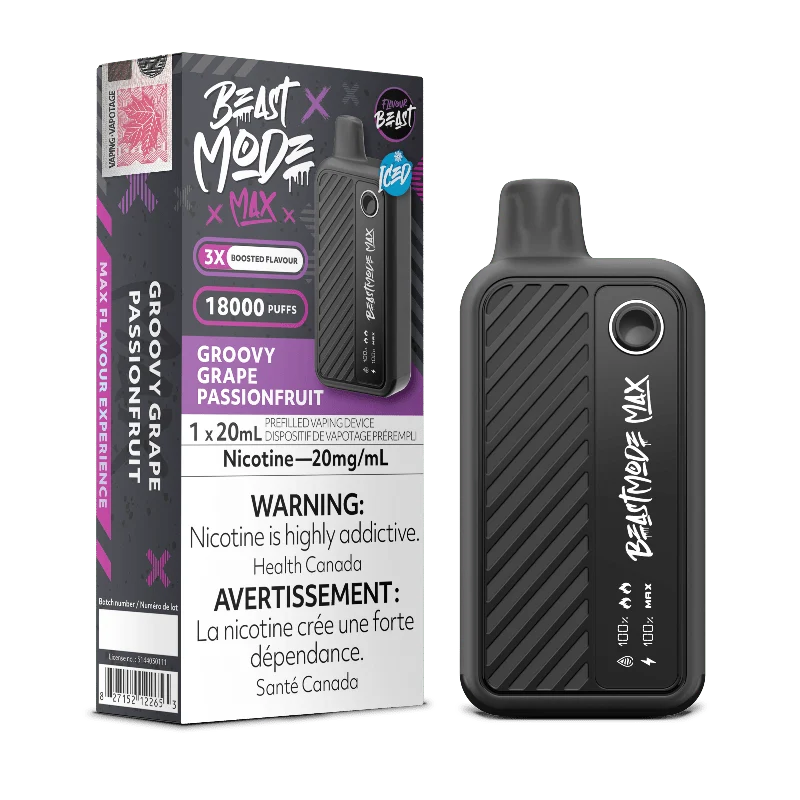 Flavour beast Mode Max 18k Groovy Grape Passionfruit Ice 20mg/mL Disposable (provincial)