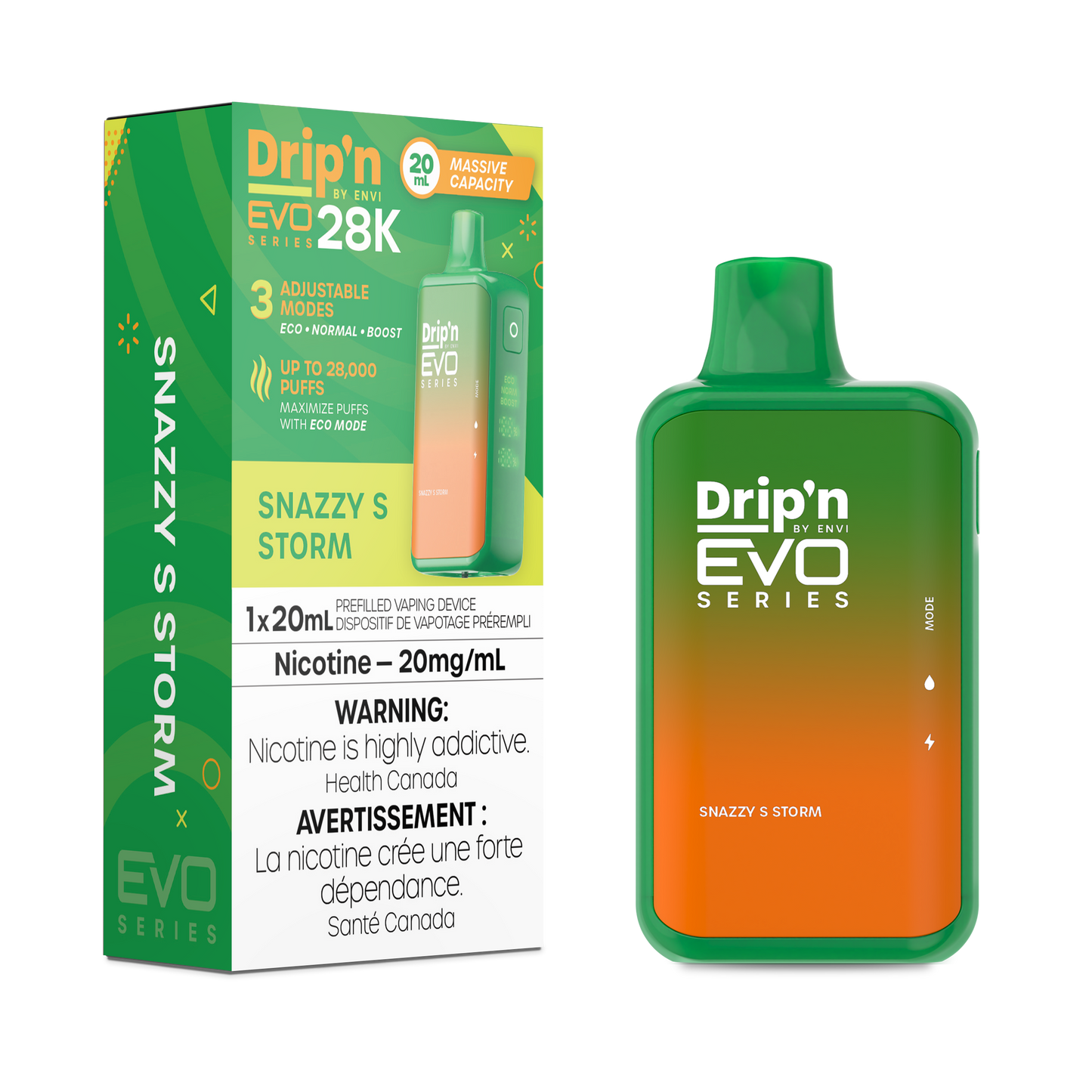 Drip’n EVO 28k Snazzy S Storm 20mg/mL Disposable (Provincial)