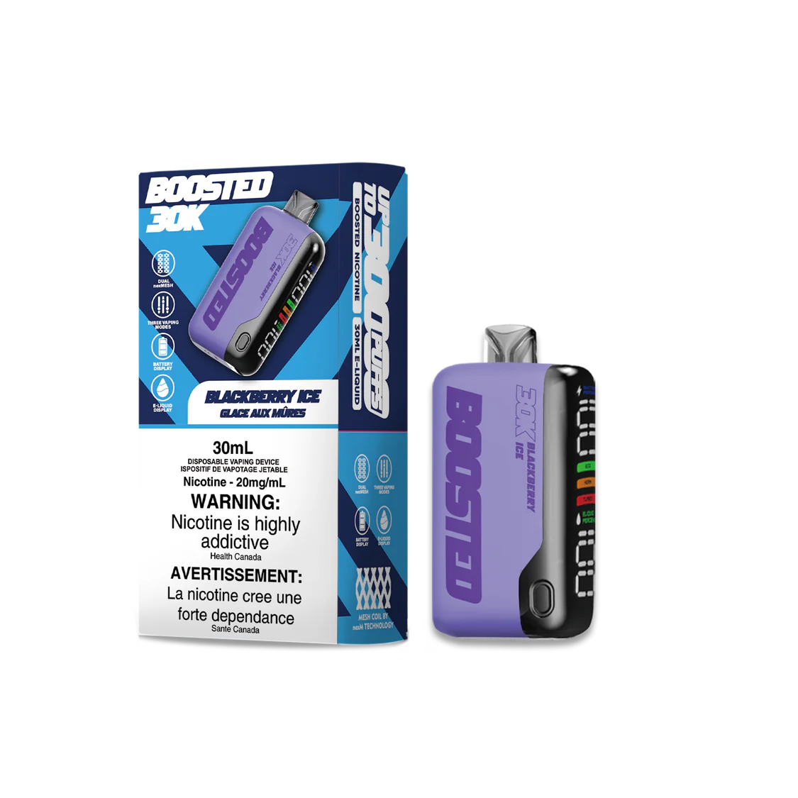 Boosted 30K Blackberry Ice Disposable 20mg/ml (Provincial)