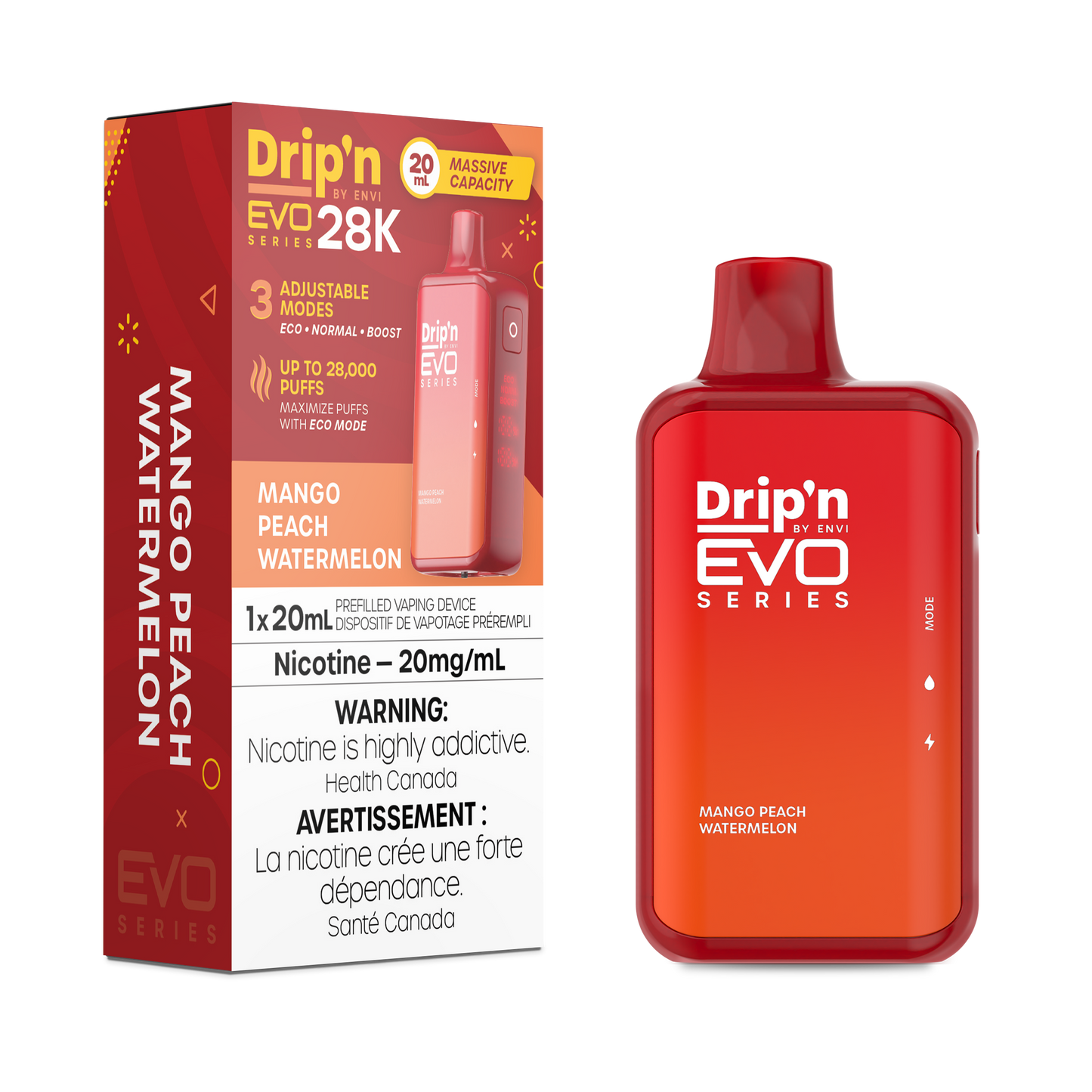 Drip’n EVO 28k Mango Peach Watermelon 20mg/mL Disposable (Provincial)