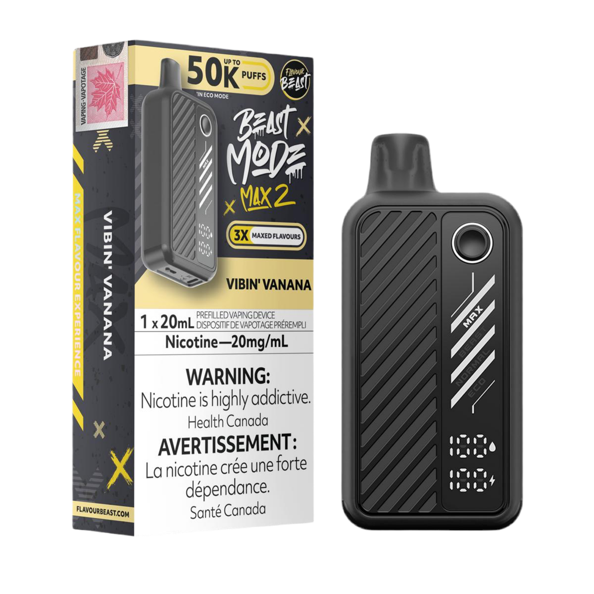 Flavour beast Mode Max2 50k Vibin’ Vanana 20mg/mL Disposable (Provincial)