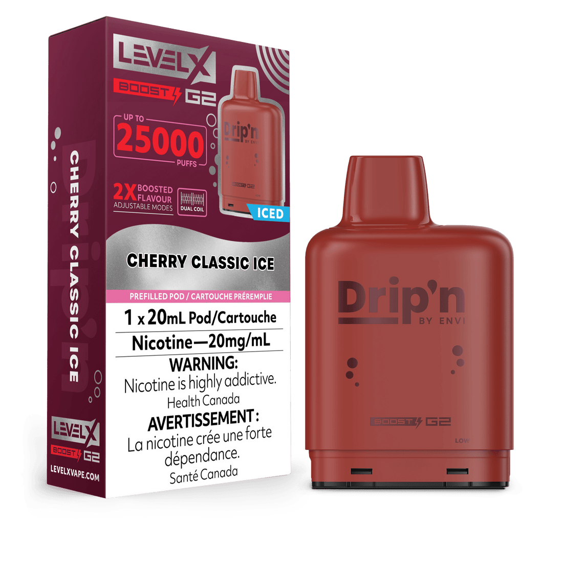 Drip’n LevelX Boost G2 Pod Cherry Classic Ice 20mg/mL (Provincial)
