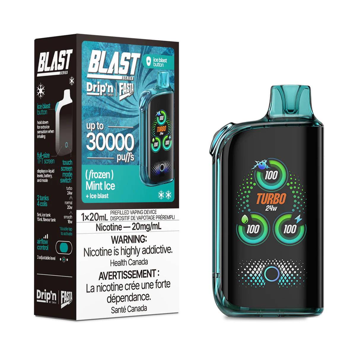 Drip’n Fasta Blast 30k Mint Ice 20mg/mL Disposable (Provincial)