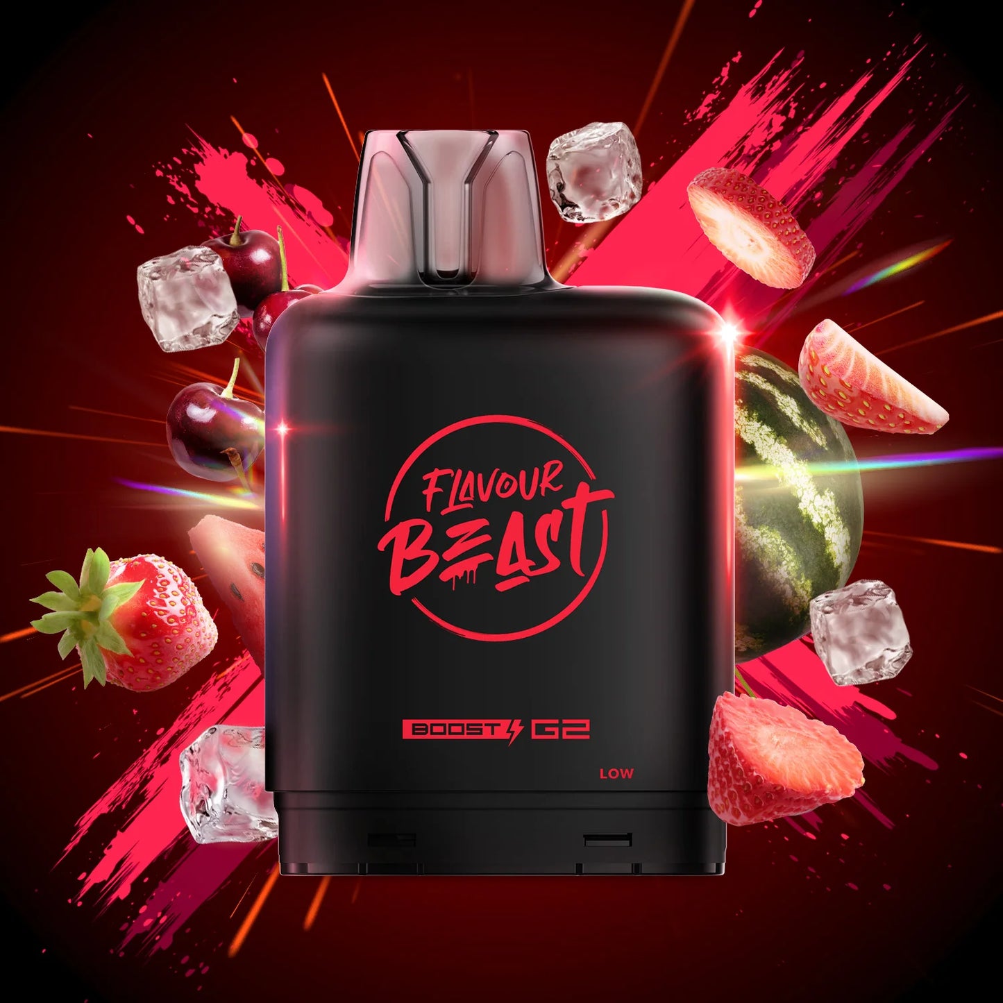 Flavour Beast LevelX Boost G2 Pod 15k/25k Strawberry Cherry Watermelon Iced 20mg/mL (Provincial)