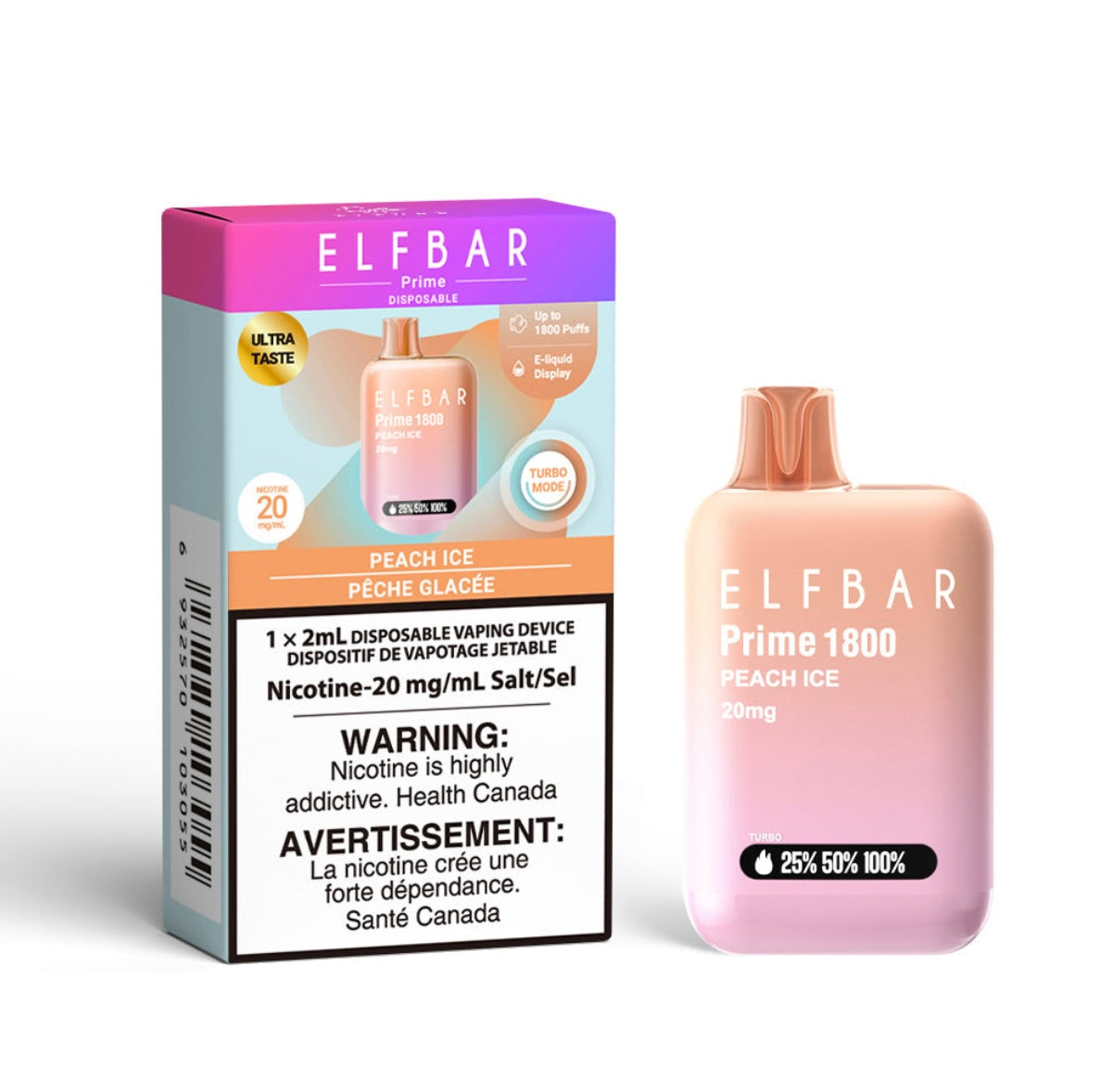ELF BAR Prime 1800 Peach Ice 20mg Disposable (Provincial)