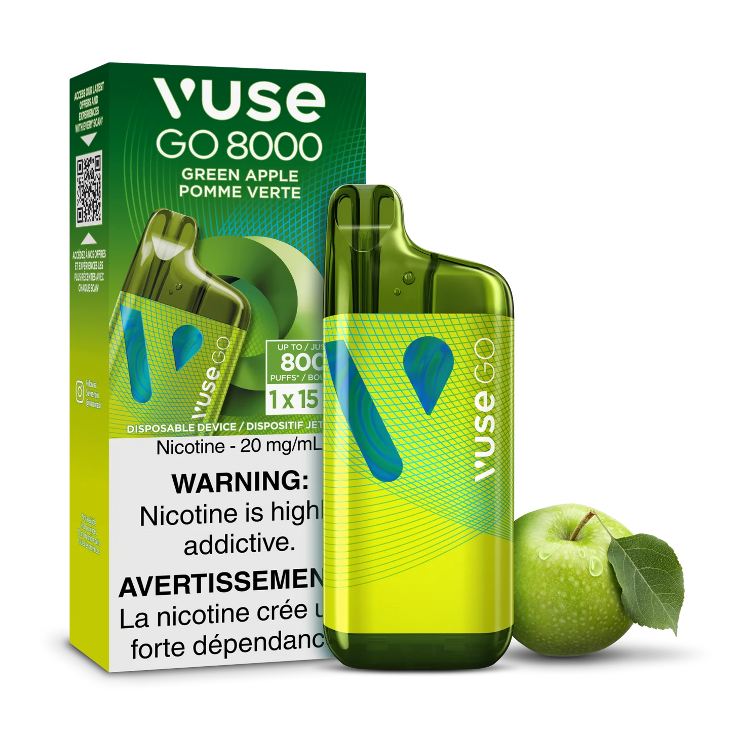Vuse Go 8000 Green Apple 20mg/mL Disposable (Provincial)