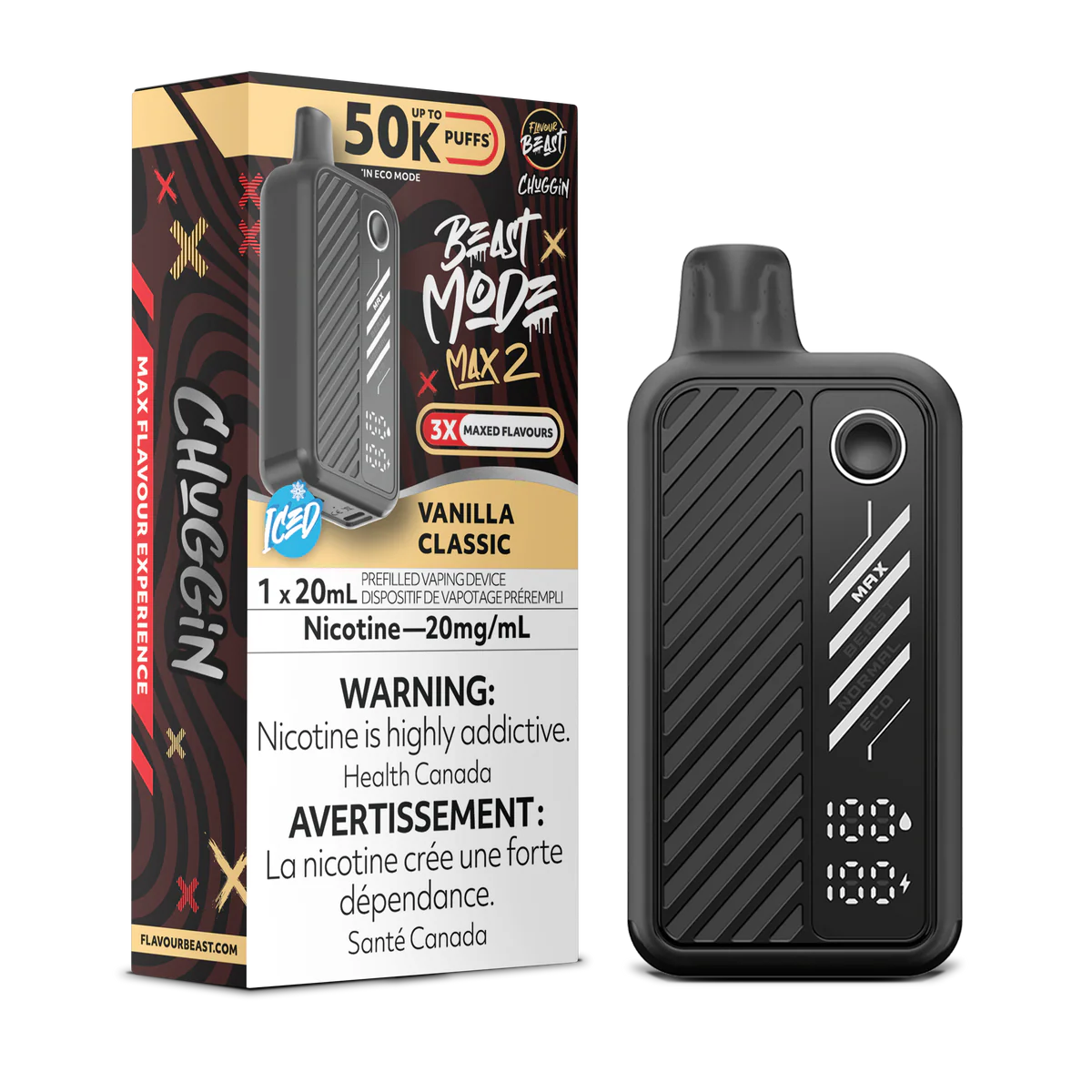 Flavour beast Mode Max2 50k Vanilla Classic Ice 20mg/mL Disposable (Provincial)