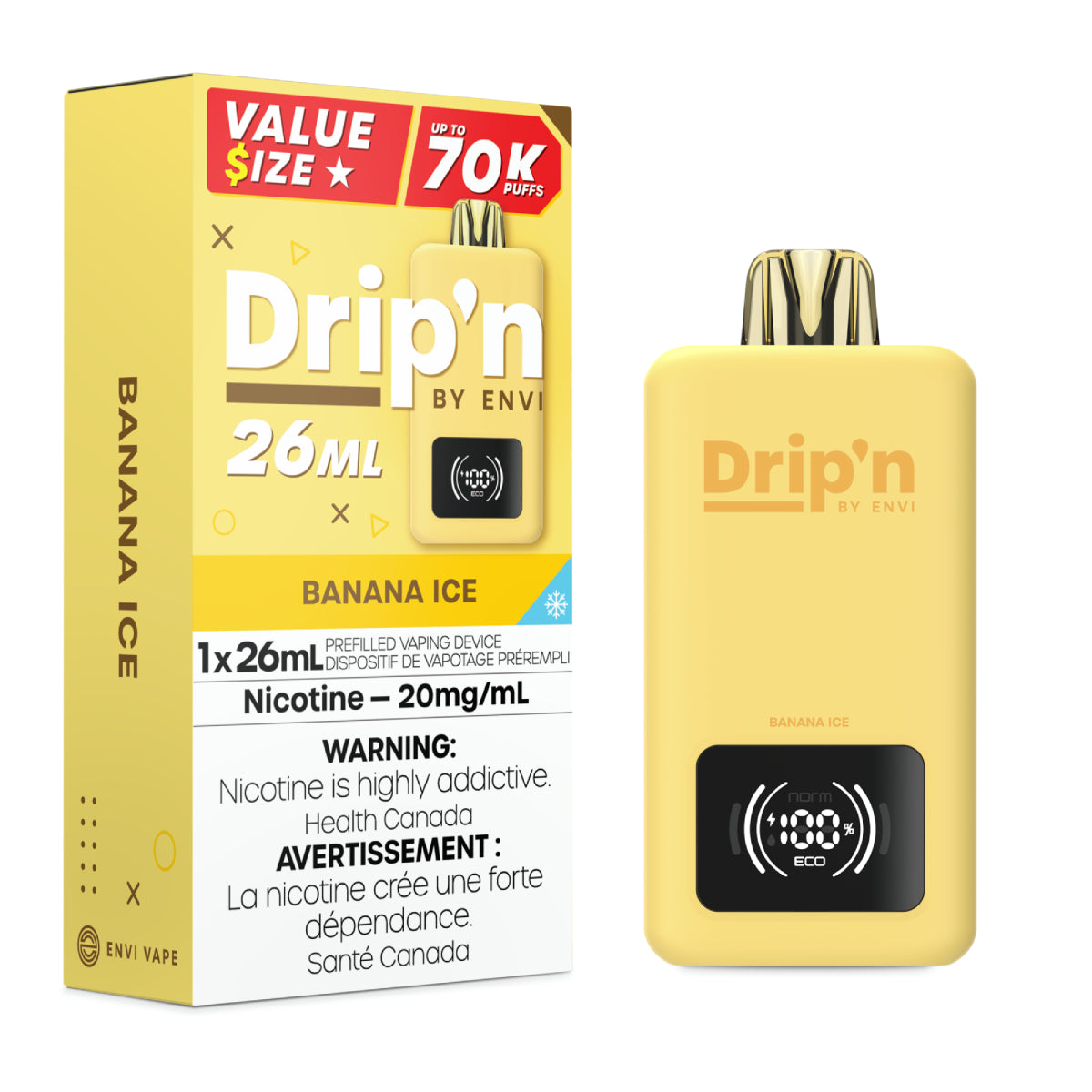 Drip’n 70k Banana Ice 20mg/mL Disposable (Provincial)