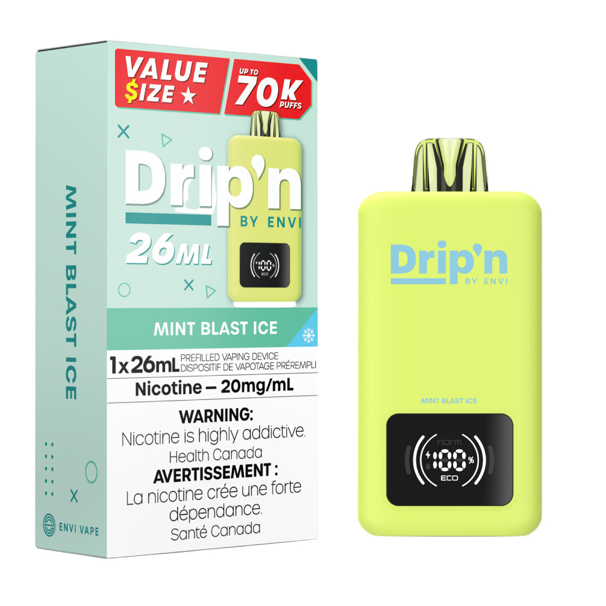 Drip’n 70k Mint Blast Ice 20mg/mL Disposable (Provincial)