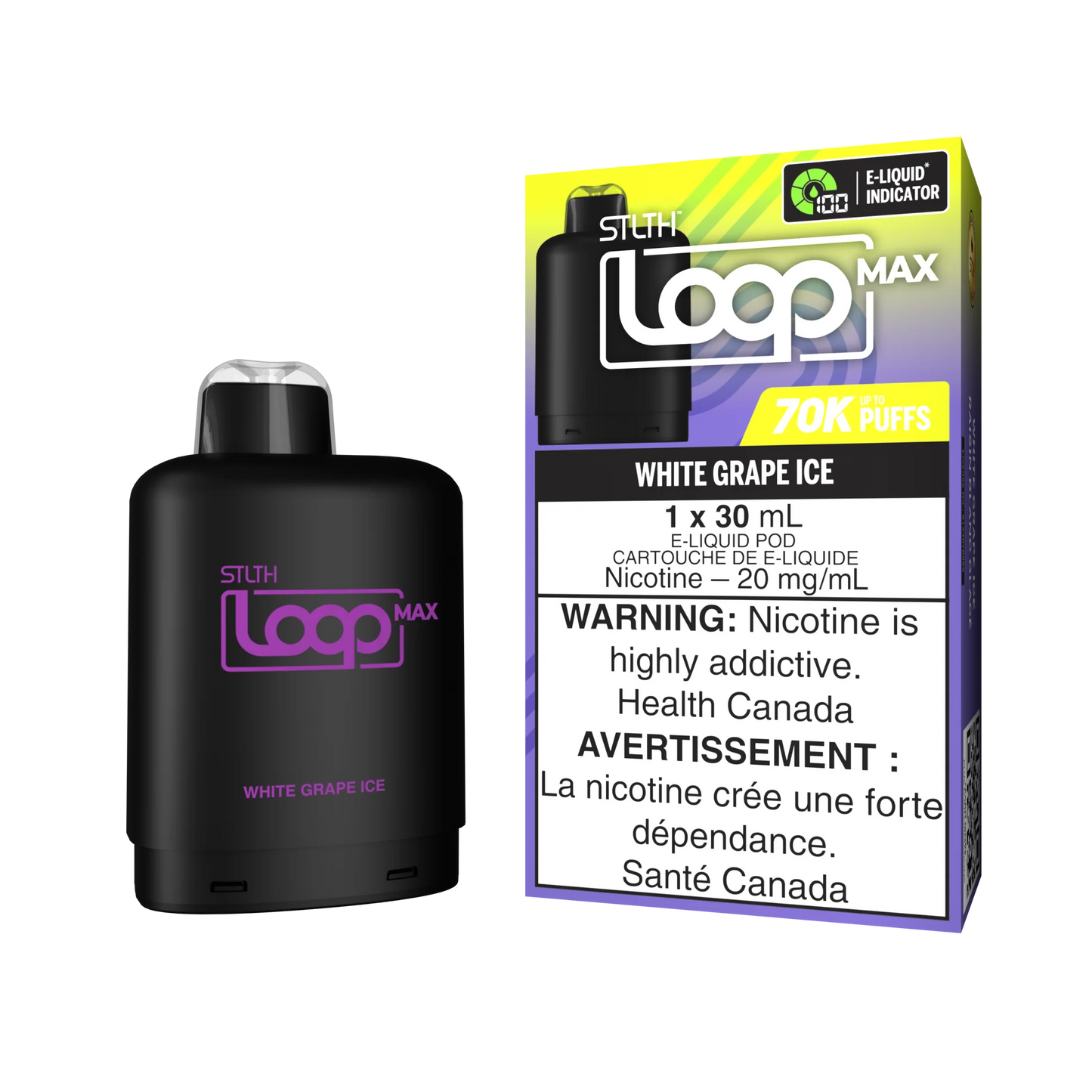 Stlth loop pod Max 70k White Grape Ice 20mg/ml (Provincial)