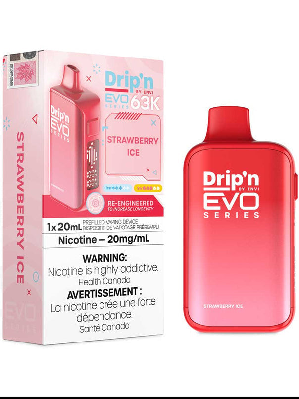 Drip’n by Envi EVO 63k Disposable - Strawberry Ice 20mg/mL disposable (Provincial)