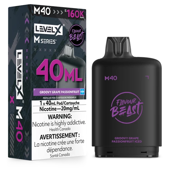 Flavour Beast Level X M series Pod Groovy Grape Passionfruit Iced 160k 20 mg/40ml(provincial)