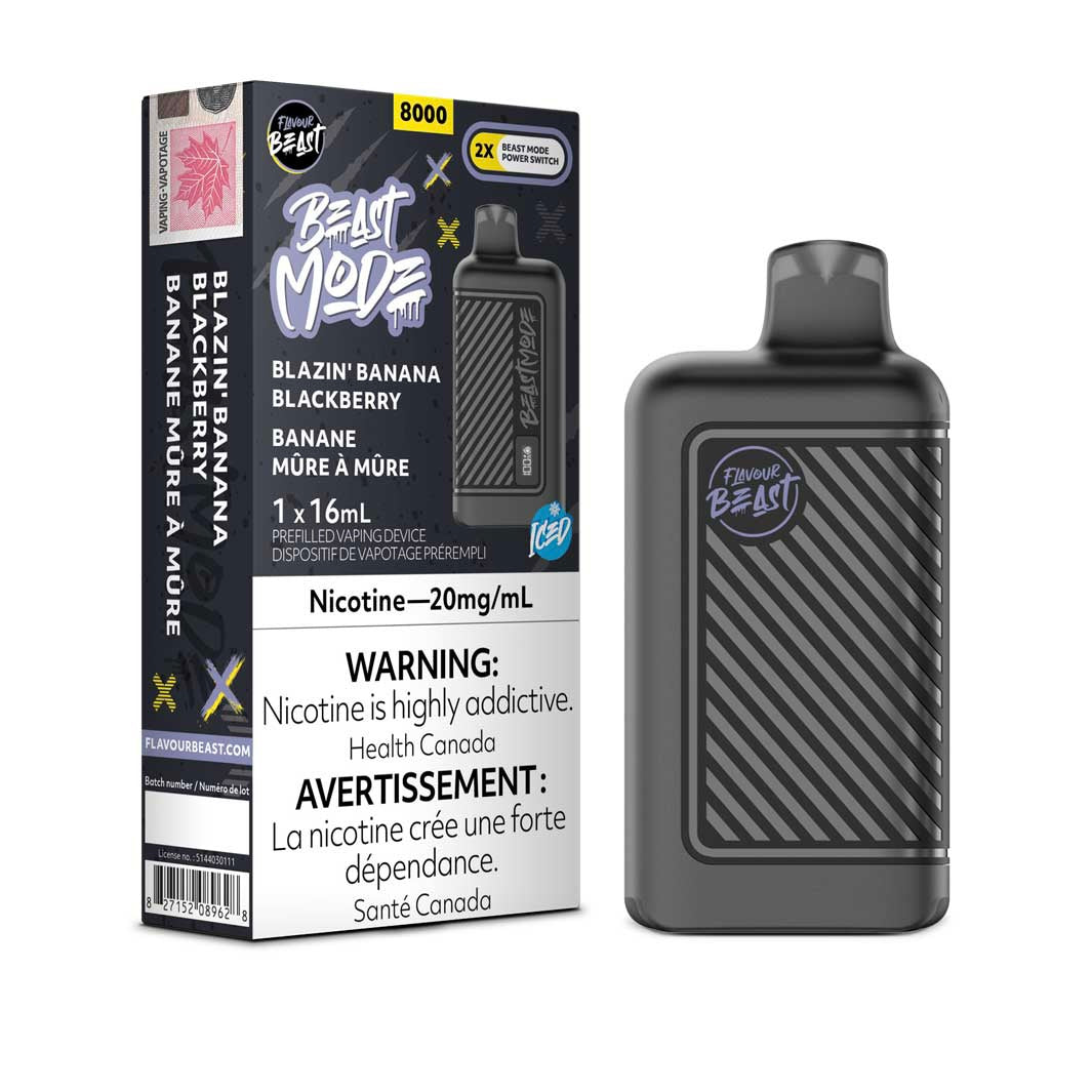Flavour Beast Mode 8K Blazin’ Banana Blackberry Iced 20mg/mL Disposable (provincial)