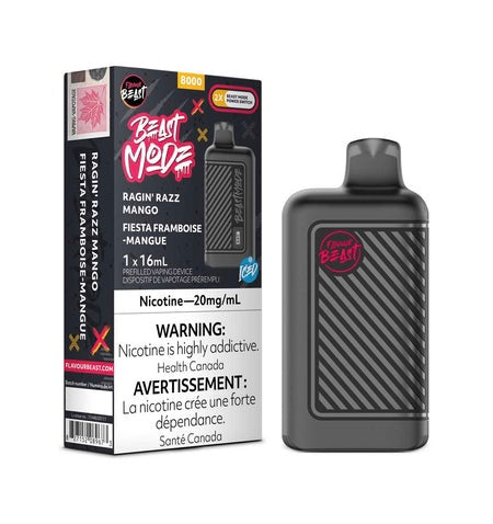 Flavour Beast Mode 8K Ragin’ Razz Mango Iced 20mg/mL Disposable(provincial)