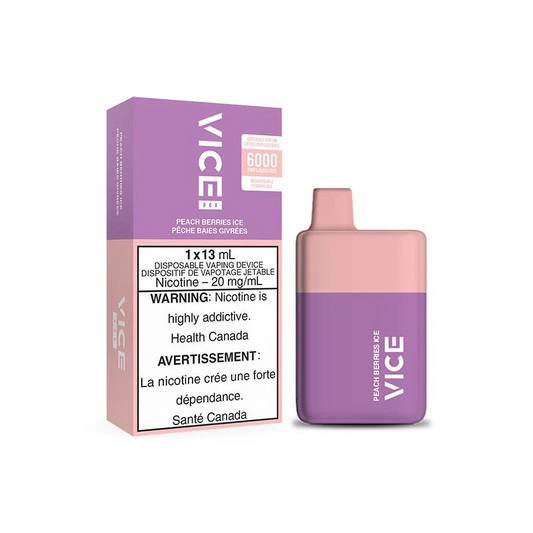 Vice box 6000 Peach Berries Ice 20mg/mL disposable (Provincial)