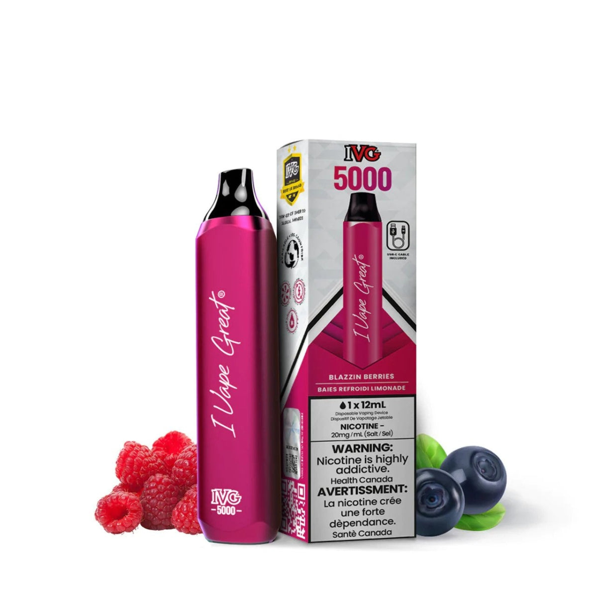 IVG 5000 Blazin Berries 20 mg/mL disposable(Provincial)