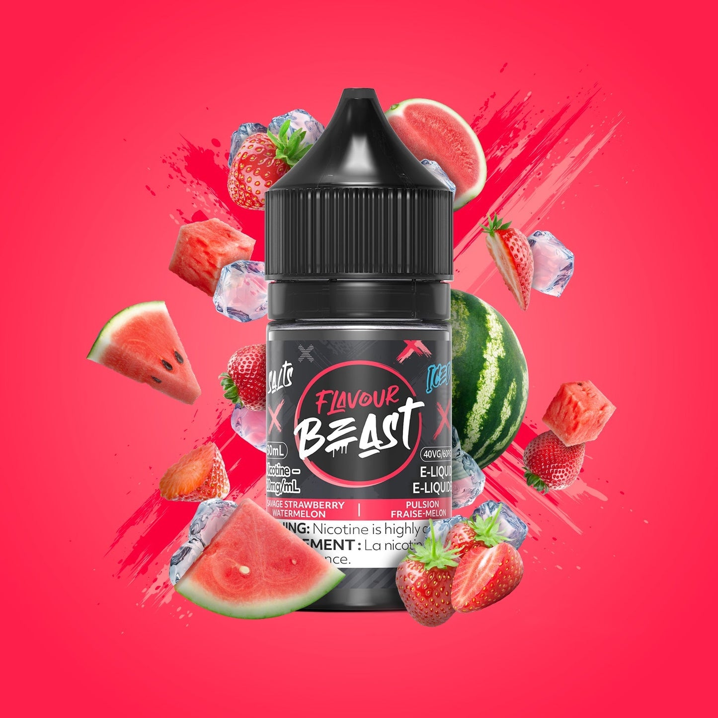 Flavour Beast E-liquid Savage Strawberry Watermelon Iced 10mg/mL 30mL (Provincial)