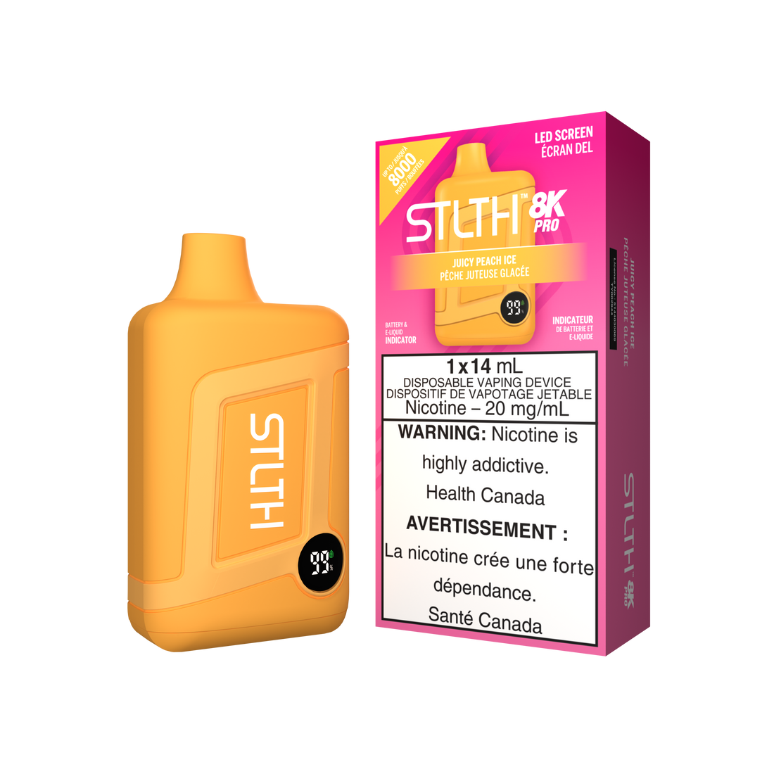Stlth 8kPro Juicy Peach Ice 20mg/mL disposable (Provincial)