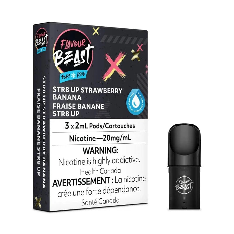 Flavour Beast Pods Str8 Up Strawberry Banana Ice 20mg/mL (Provincial)