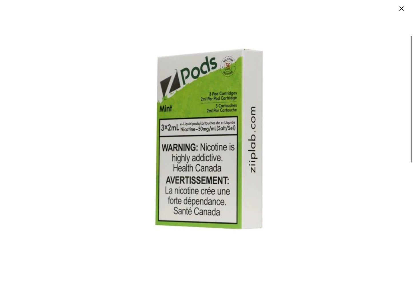 Zpods Mint 20mg/mL (Provincial)
