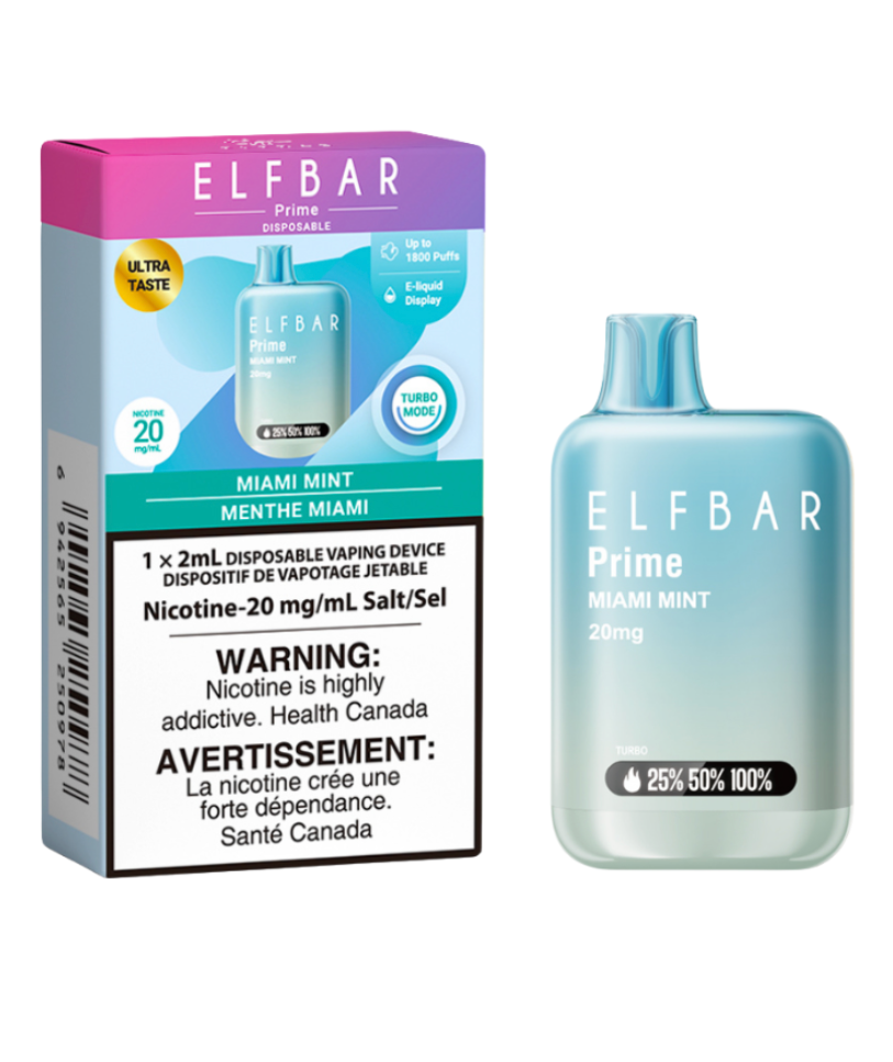 ELF BAR Prime 1800 Miami Mint 20mg Disposable (Provincial)