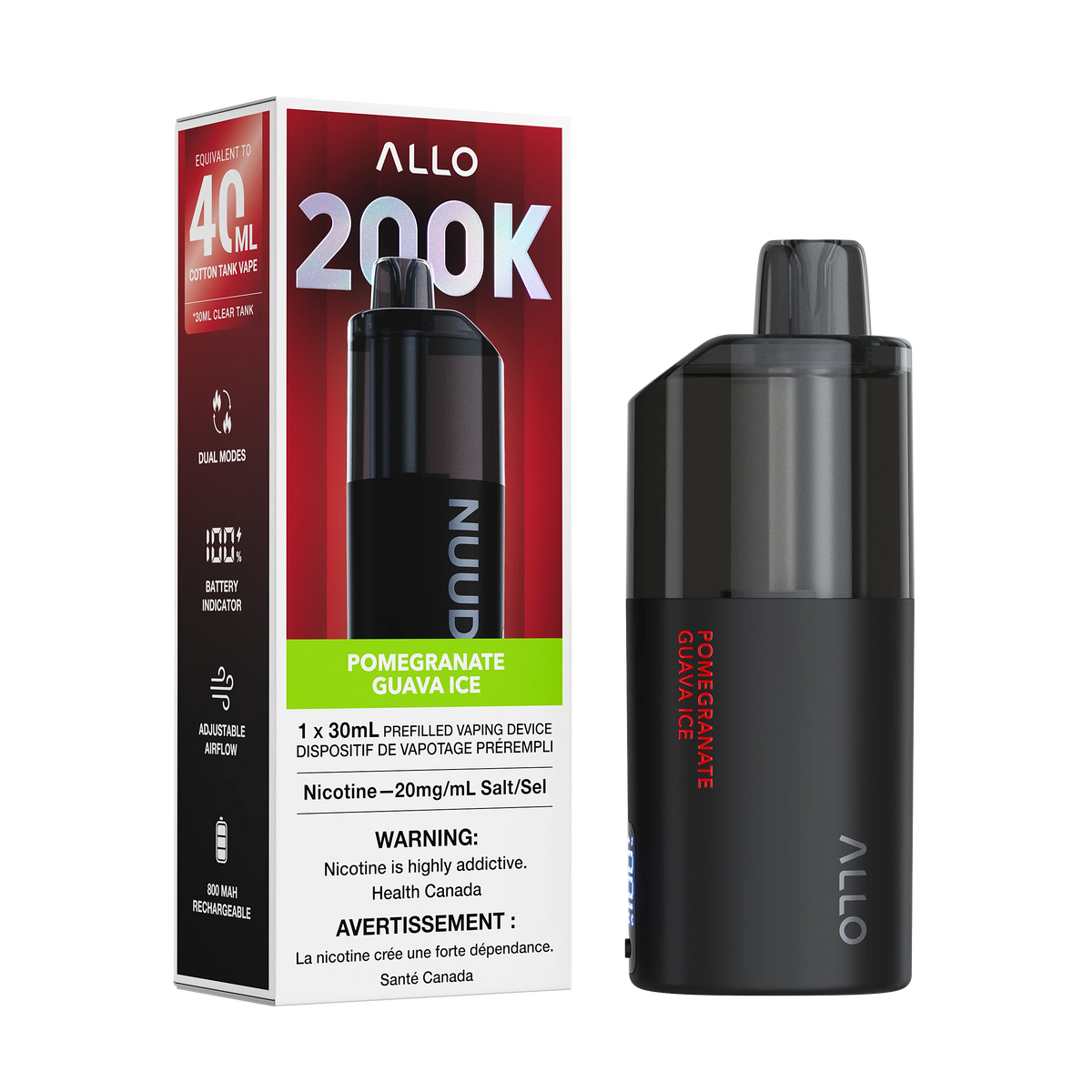 Allo Nuud 200k Pomegranate Guava Ice 20mg disposable (Provincial)