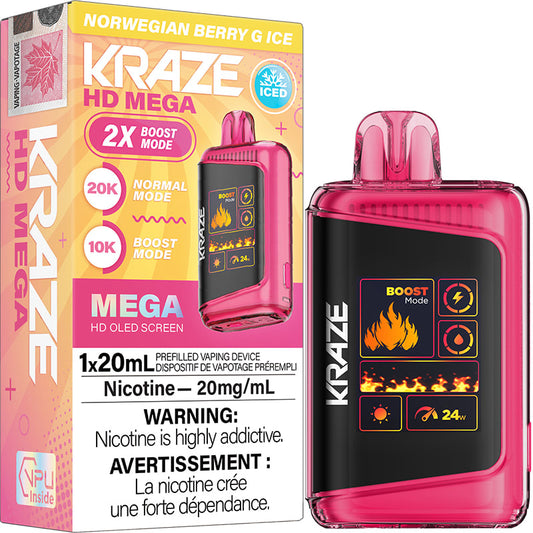 Kraze Hd Mega Norwegian Berry G Ice 20mg/ml (provincial)