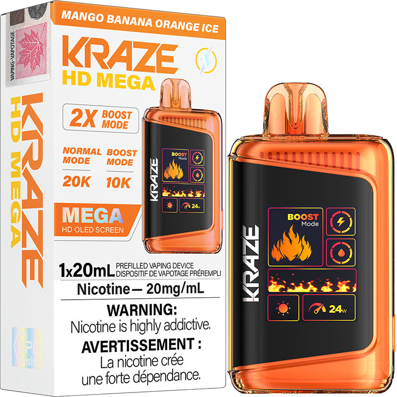 Kraze Hd Mega Mango Banana Orange Ice 20mg/ml (provincial)