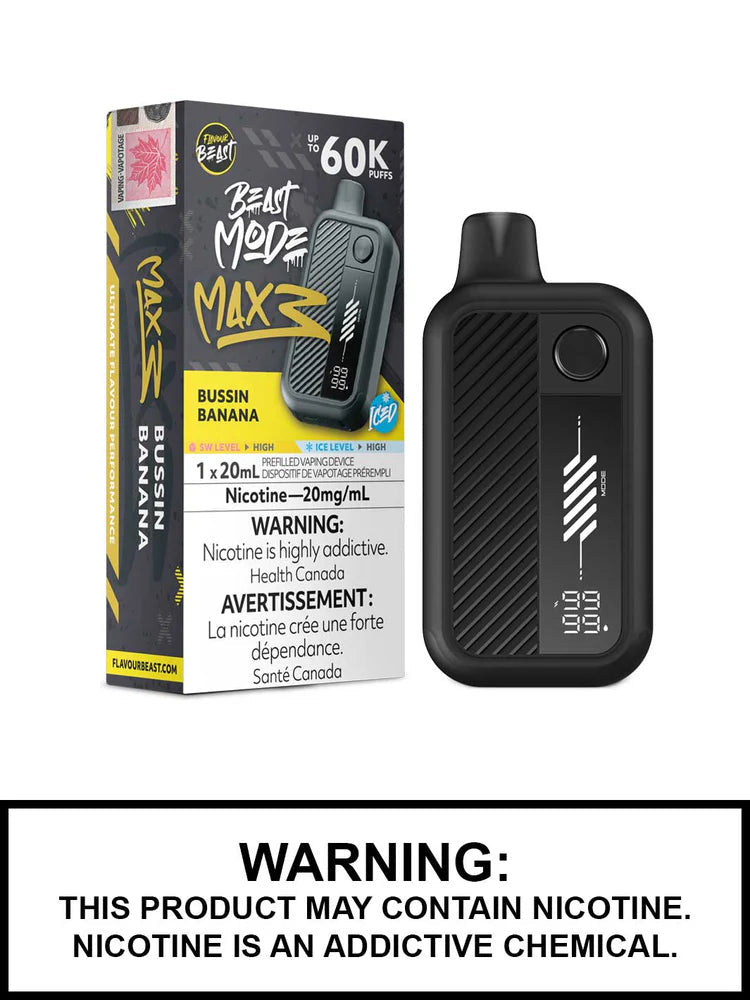 Flavour Beast Mode Max 3 60K Bussin Banana Iced 20mg/mL Disposable (Provincial)