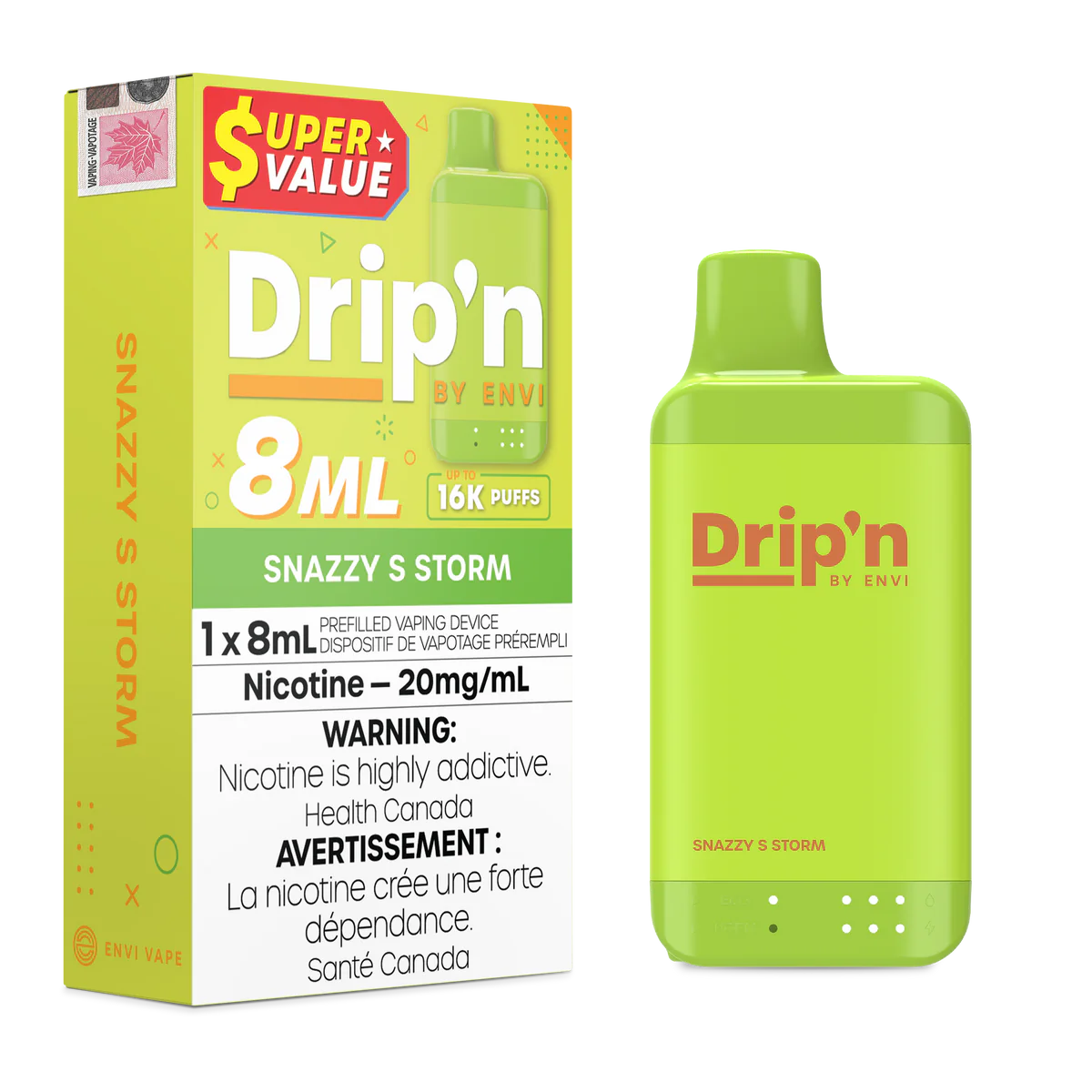 Drip’n 16k Snazzy S Storm 20mg/mL Disposable (Provincial)