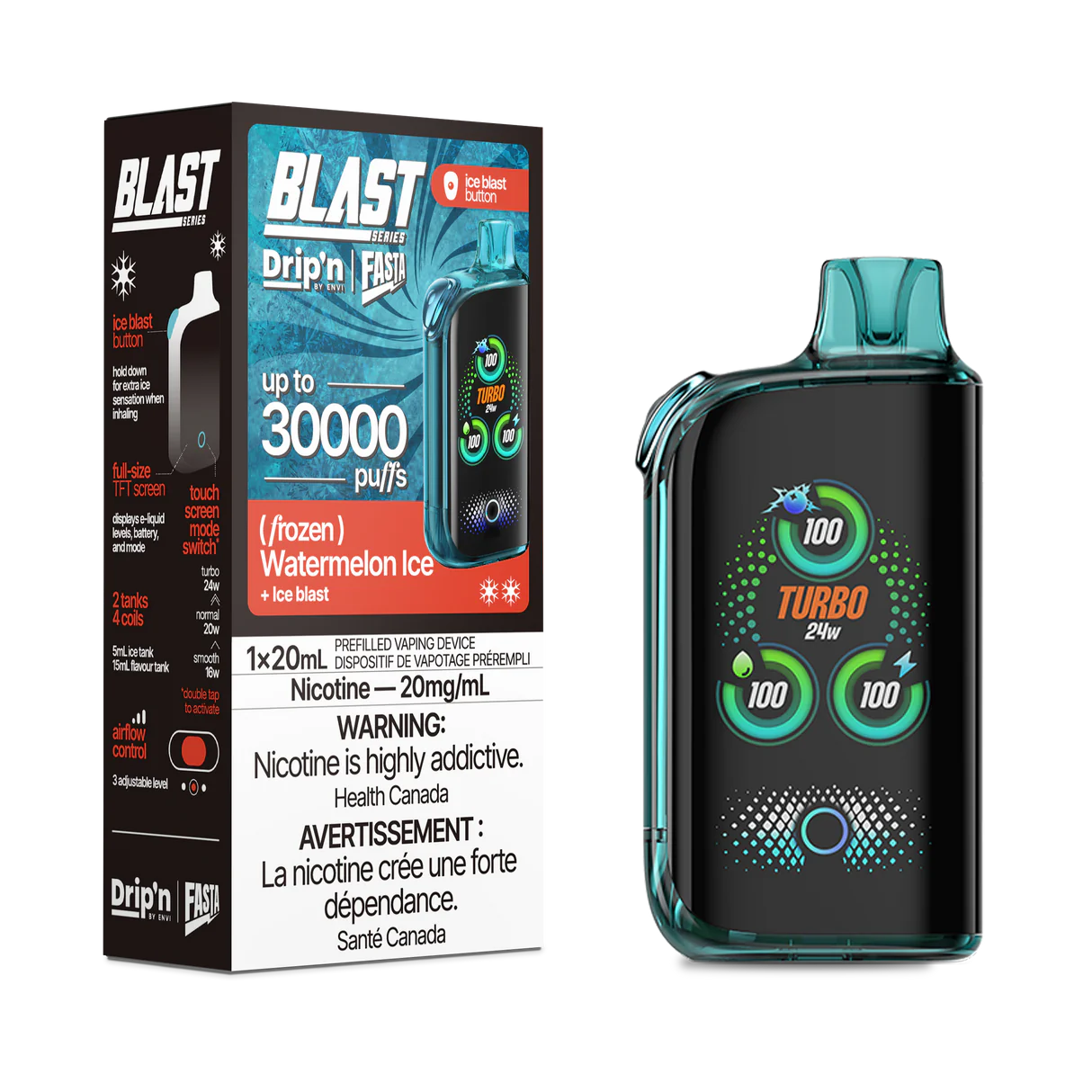 Drip’n Fasta Blast 30k Watermelon Ice 20mg/mL Disposable