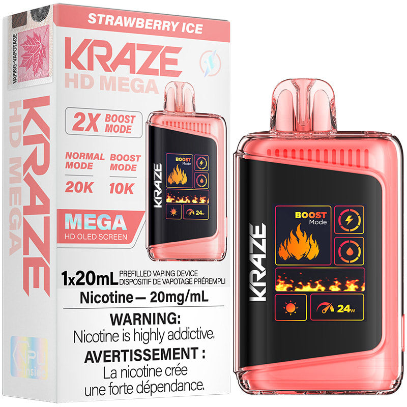 Kraze Hd Mega Strawberry Ice 20mg/ml (provincial)