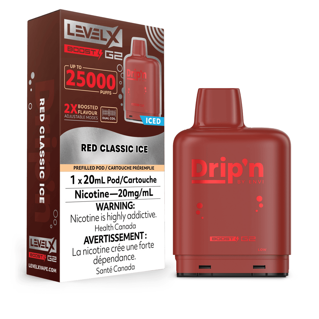 Drip’n LevelX Boost G2 pod Red Classic Ice 20mg/mL (provincial)