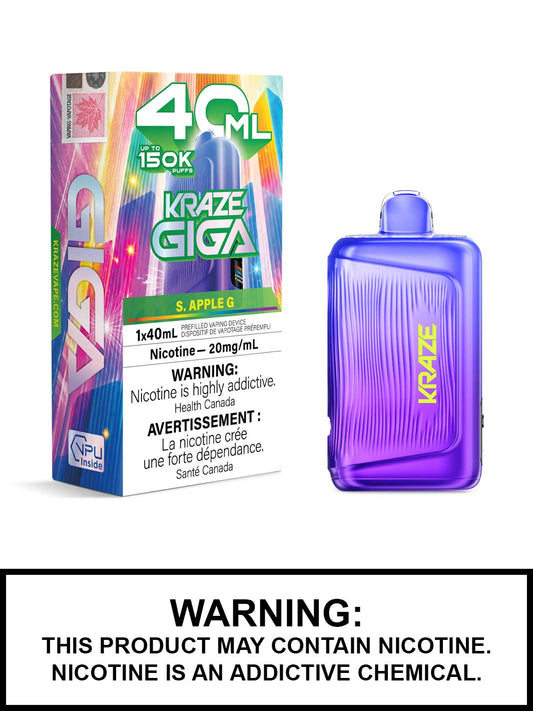 Kraze Giga S. Apple G 150K Puff 20mg/40mL Disposable (Provincial)