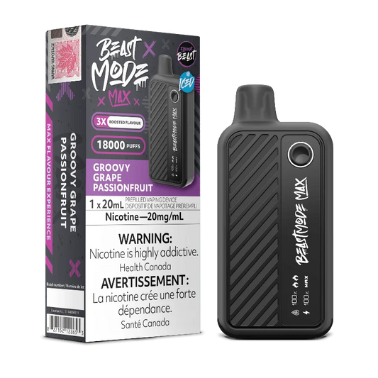 Flavour beast Mode Max 18k Groovy Grape Passionfruit Ice 20mg/mL Disposable (provincial)