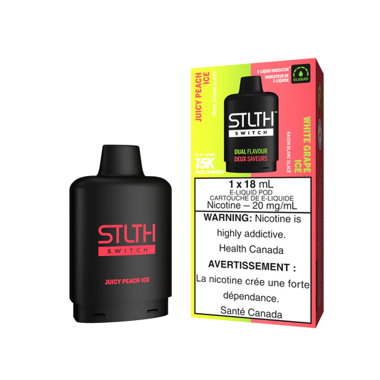 Stlth switch 15k pod Juicy Peach ice / White Grape ice 20mg/mL (Provincial)