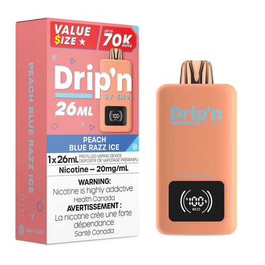 Drip’n 70k Peach Blue Razz Ice 20mg/mL Disposable (Provincial)