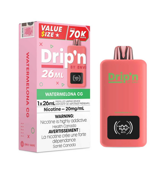 Drip’n 70k Watermelon CG 20mg/mL Disposable (Provincial)
