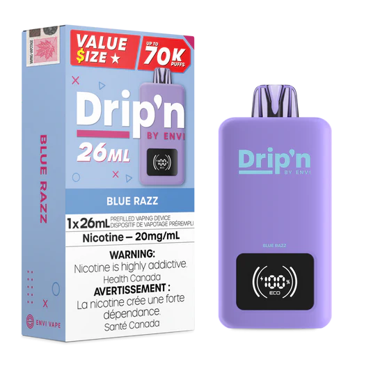 Drip’n 70k Blue Razz 20mg/mL Disposable (Provincial)