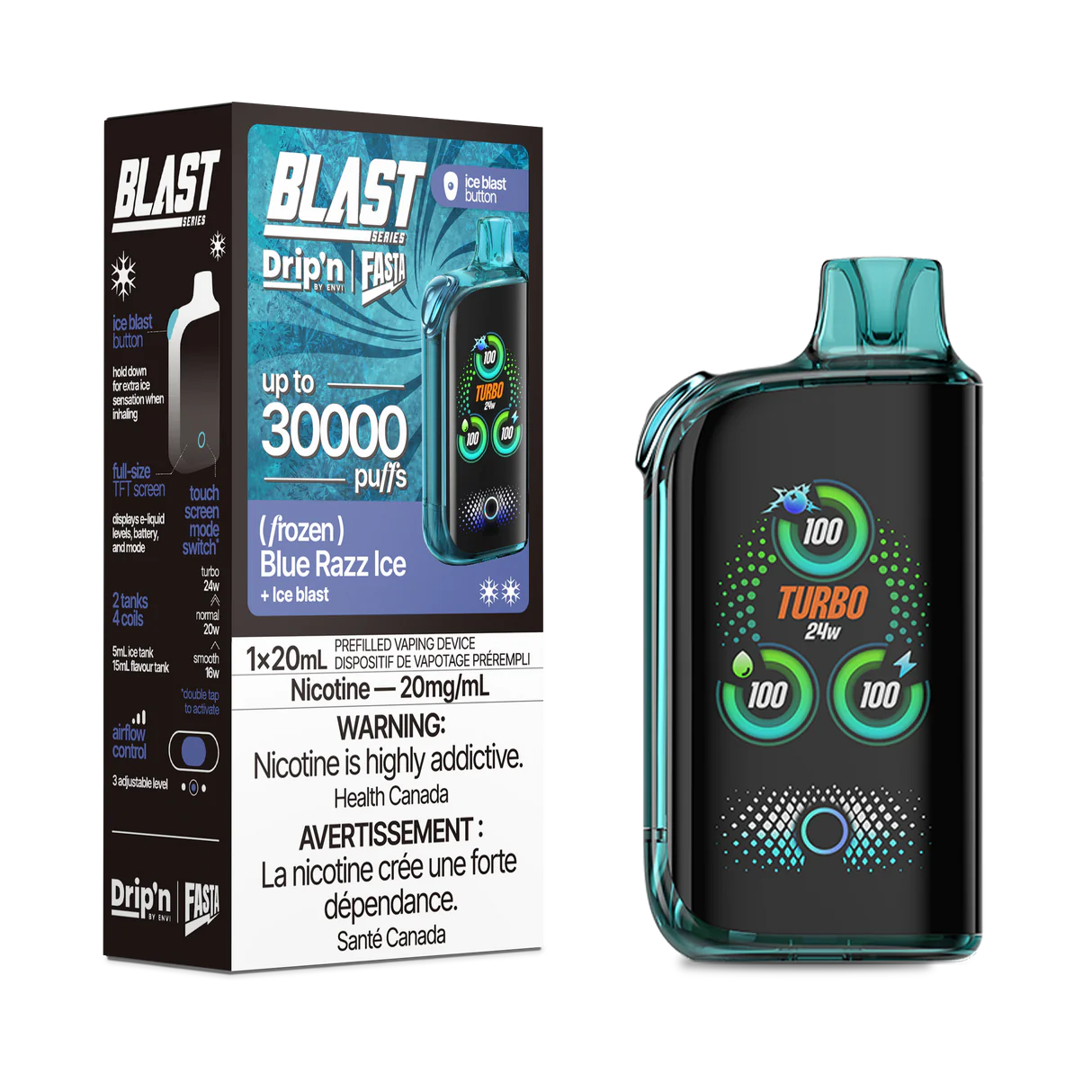 Drip’n Fasta Blast 30k Blue Razz Ice 20mg/mL Disposable