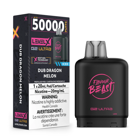 Flavour Beast Level X G2 Ultra Dub Dragon Melon Iced 50k Puffs Pod (Provincial)