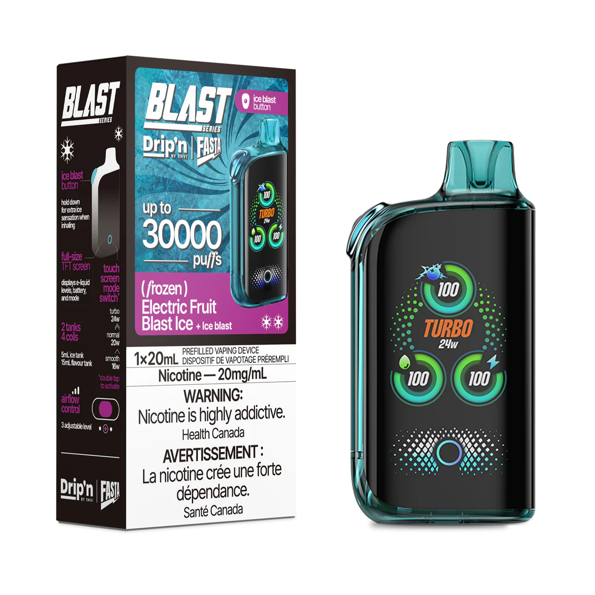 Drip’n Fasta Blast 30k Electric Fruit Blast Ice 20mg/mL Disposable