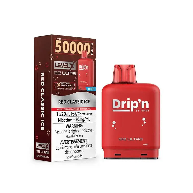 Drip'n Level X G2 Ultra Red Classic Ice 50k Puffs Pod 20mg/mL (Provincial)